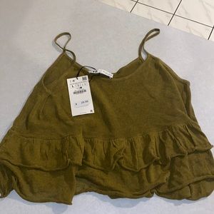 Zara cropped ruffled tank